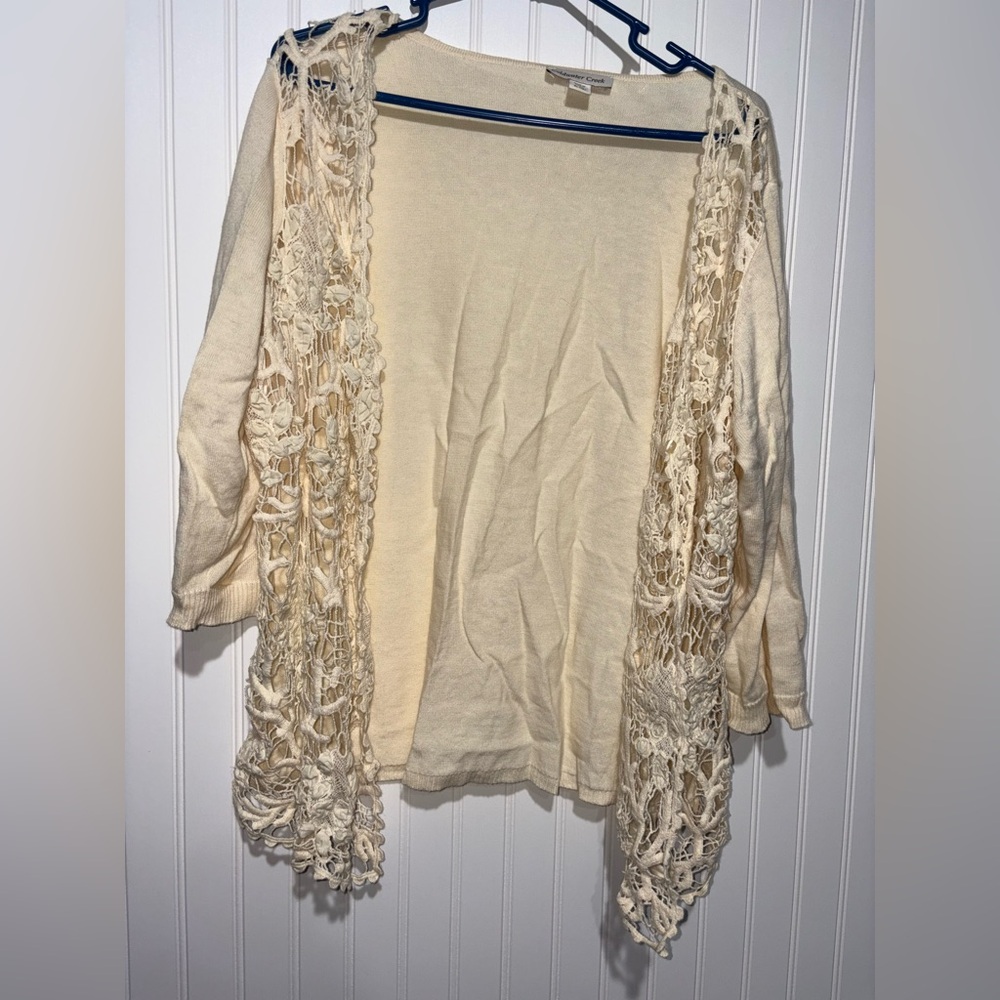 Vintage Coldwater Creek Cream Yellow Lace Cardigan| Size XL